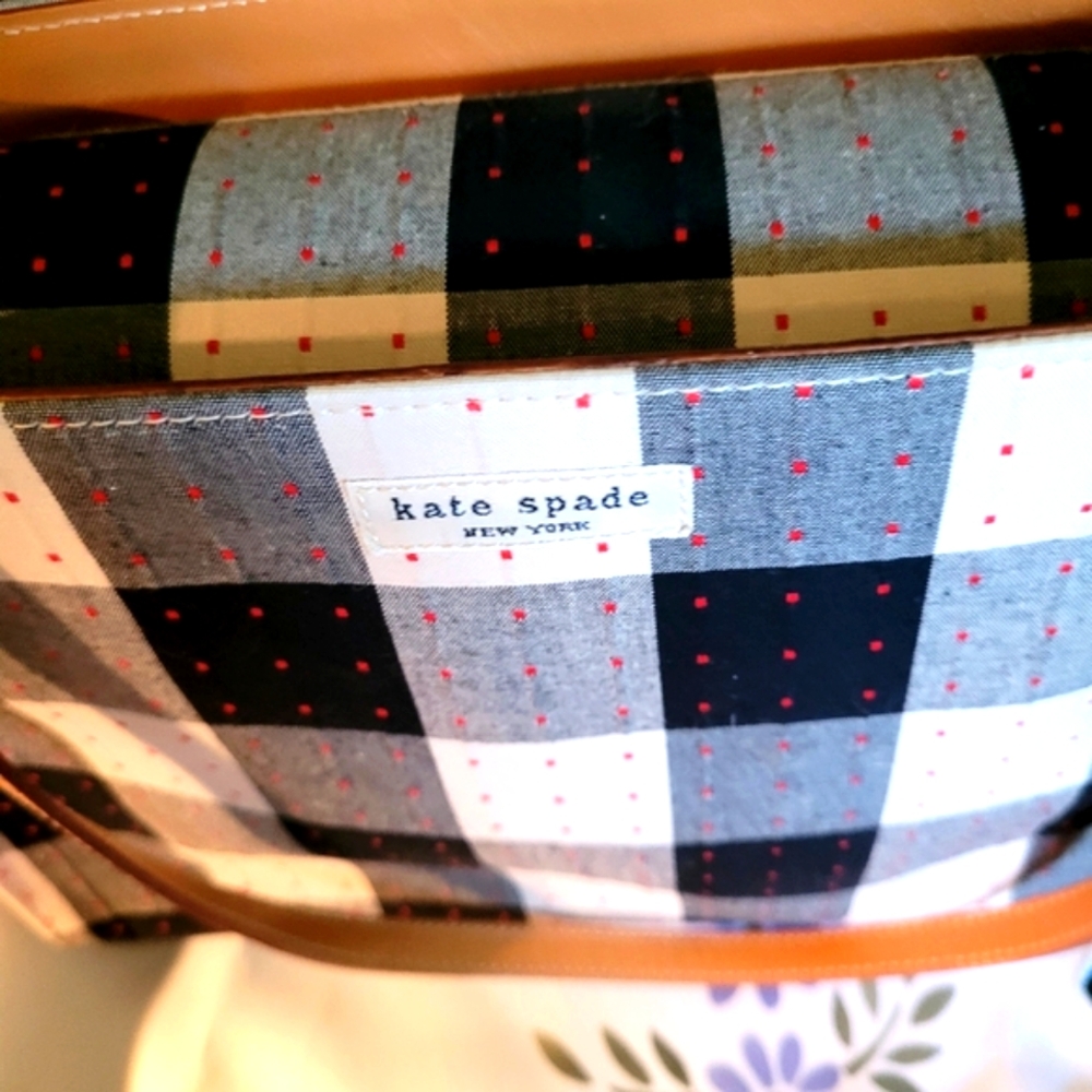 Kate Spade Black and Cream Plaid With Red Doted Accents Women's Bag